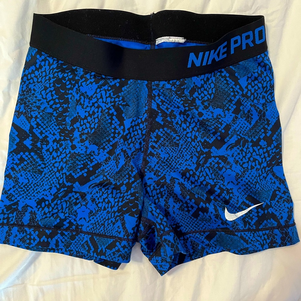 Nike Pro Spandex Shorts Size Medium Blue Snakeskin